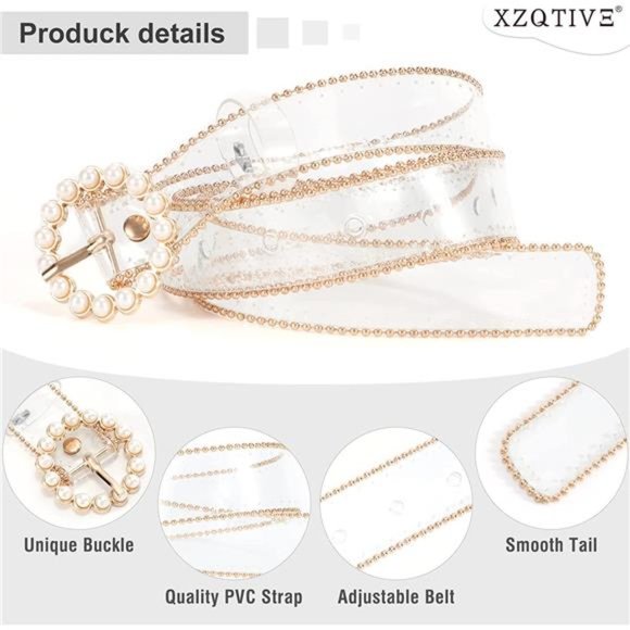 XZQTIVE Double Grommet PU Leather Belt Punk metal Jean Belt Wide 1.5 Inch main image 6